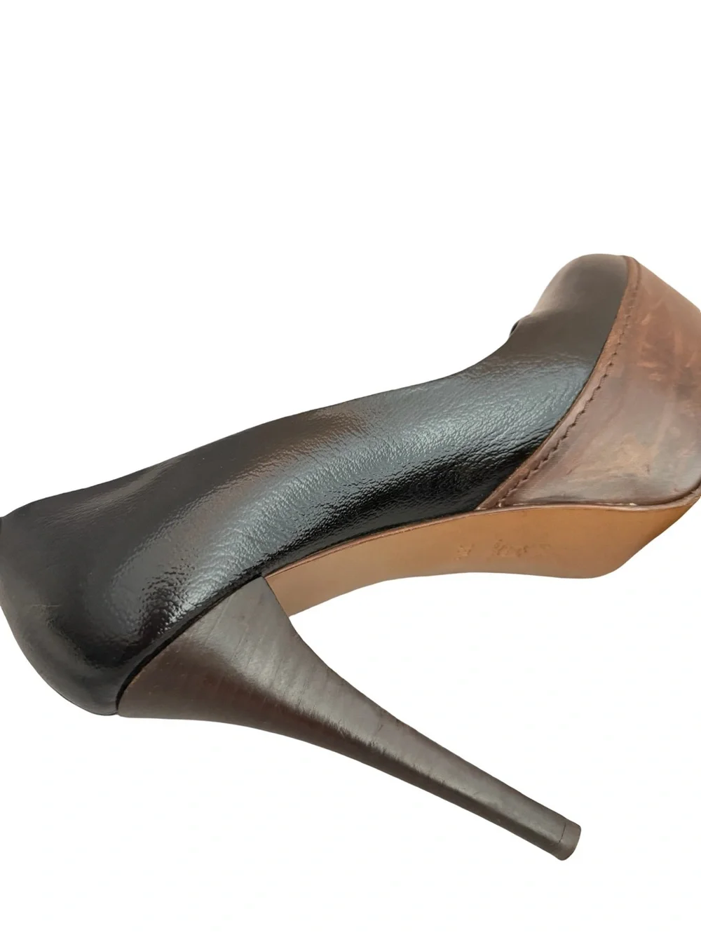 Marni Black Brown Two Tone Leather Closed Toe Platform Heels Pumps Size 8 Womens